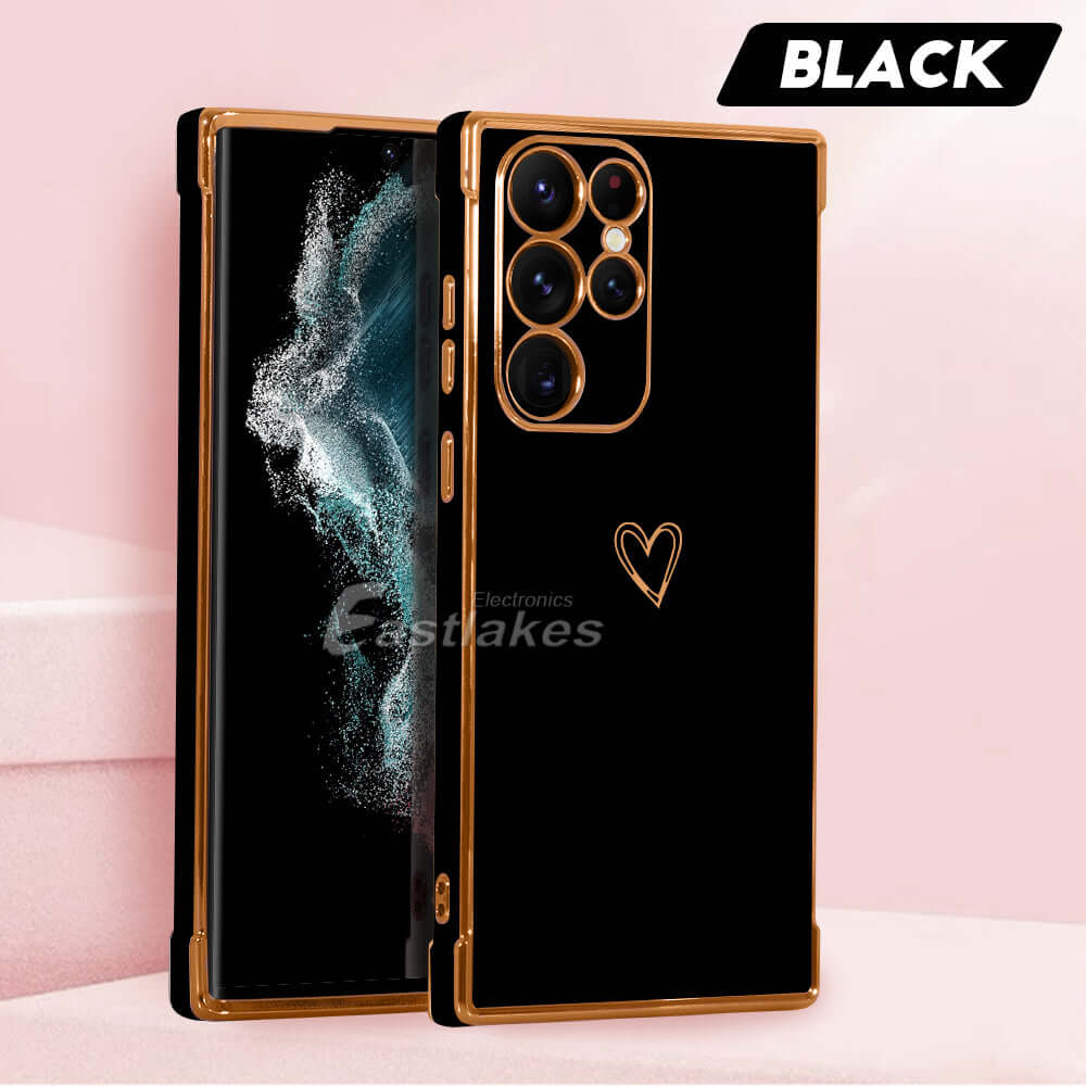 Cute Girly Heart Metallic Silicone Shockproof Case For Samsung Galaxy